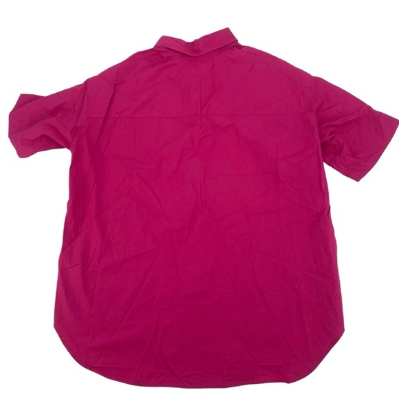 ARITZIA Wilfred Women's 2XS Vital Pink Short Sleeve Button Down Oversized Shirt - Picture 3 of 13